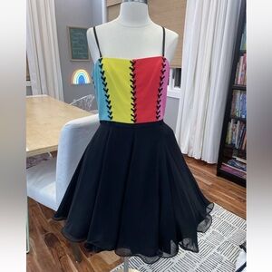 Vintage Nightline by Della Roufogali Colorful Silk Dress Sz 10